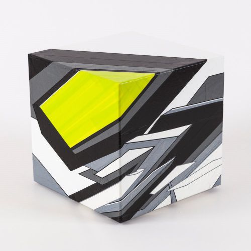 Mirko Reisser (DAIM) | "Up and around - Serie 1, Cube 2" | Tape on MDF Cube | 15 x 15 x 15 cm / 5.9" x 5.9" x 5.9" | 03.2011