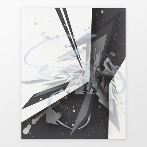 Mirko Reisser (DAIM) | ''DAIMaround - Dynamic cut'' | Spraypaint with 2x 12 stencils on canvas | 50 x 40 x 4,5 cm / 19.68 x 15.74 x 1.77 inch | 2018 | Unikat variation | DAIM - THE SWISS CONNECTION - June 10 to June 15, 2019 | © Mirko Reisser (DAIM) | Courtesy: Kolly Gallery | Photo: MRpro