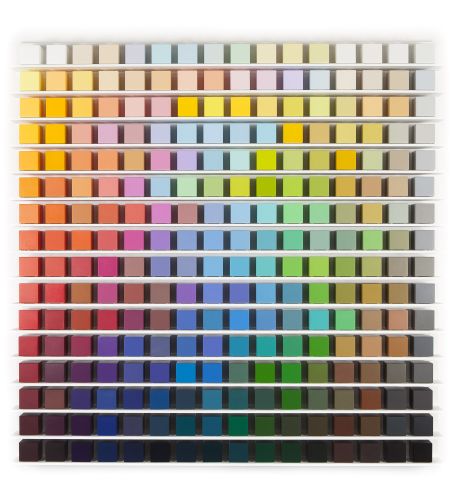 Mirko Reisser (DAIM) | "8bit" | 256 different spraypaint colors on 256 wooden cubes in shelf | 1 cube: 5 x 5 x 5 cm, shelf: 111,8 x 111,8 x 8,3 cm | 02.2013