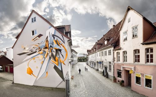 Mirko Reisser (DAIM) | "DAIMaround" | 11 x 9,8 m | Lueneburg / Germany |  10.2009 | ARTotale - Leuphana Urban Art Project