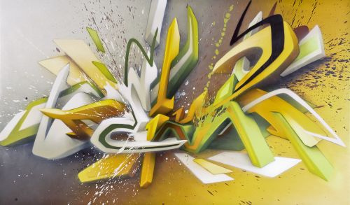 Mirko Reisser (DAIM) | "DEIM - auf der Lauer - explosion" | Spraypaint on canvas | 140 x 240 cm / 55" x 95" | 2005
